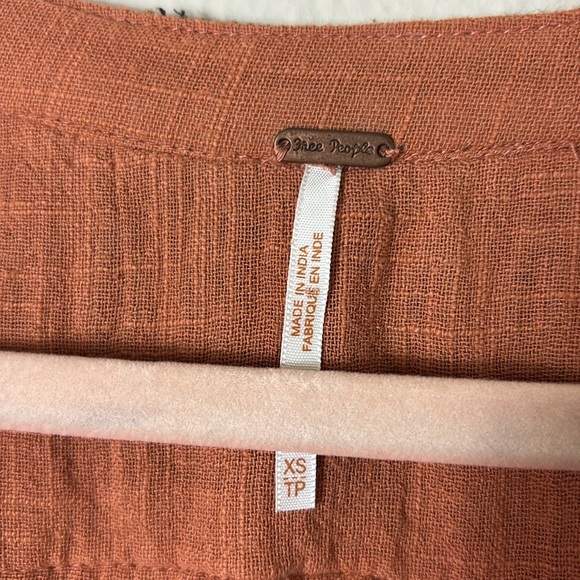 Free People Dreamweaver Embroidered Cotton Tassel Puff Sleeve Tunic Top Sz XS - Picture 2 of 12